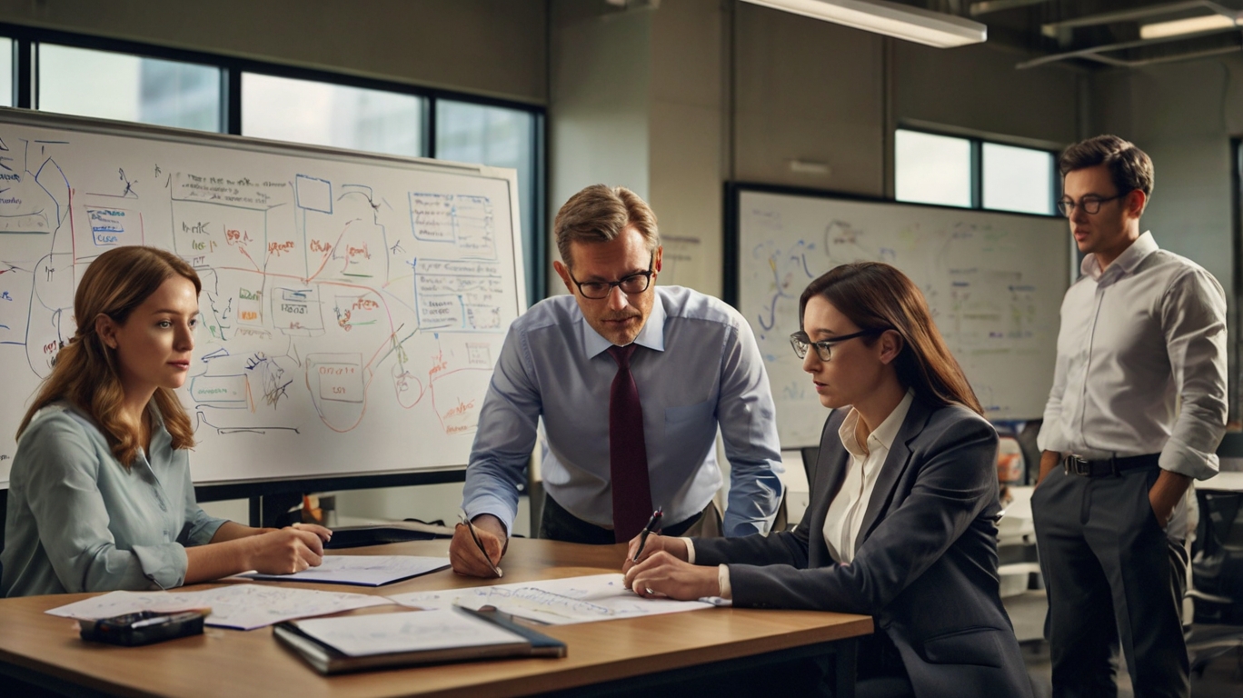 Equipo de profesionales de auditoría trabajando juntos